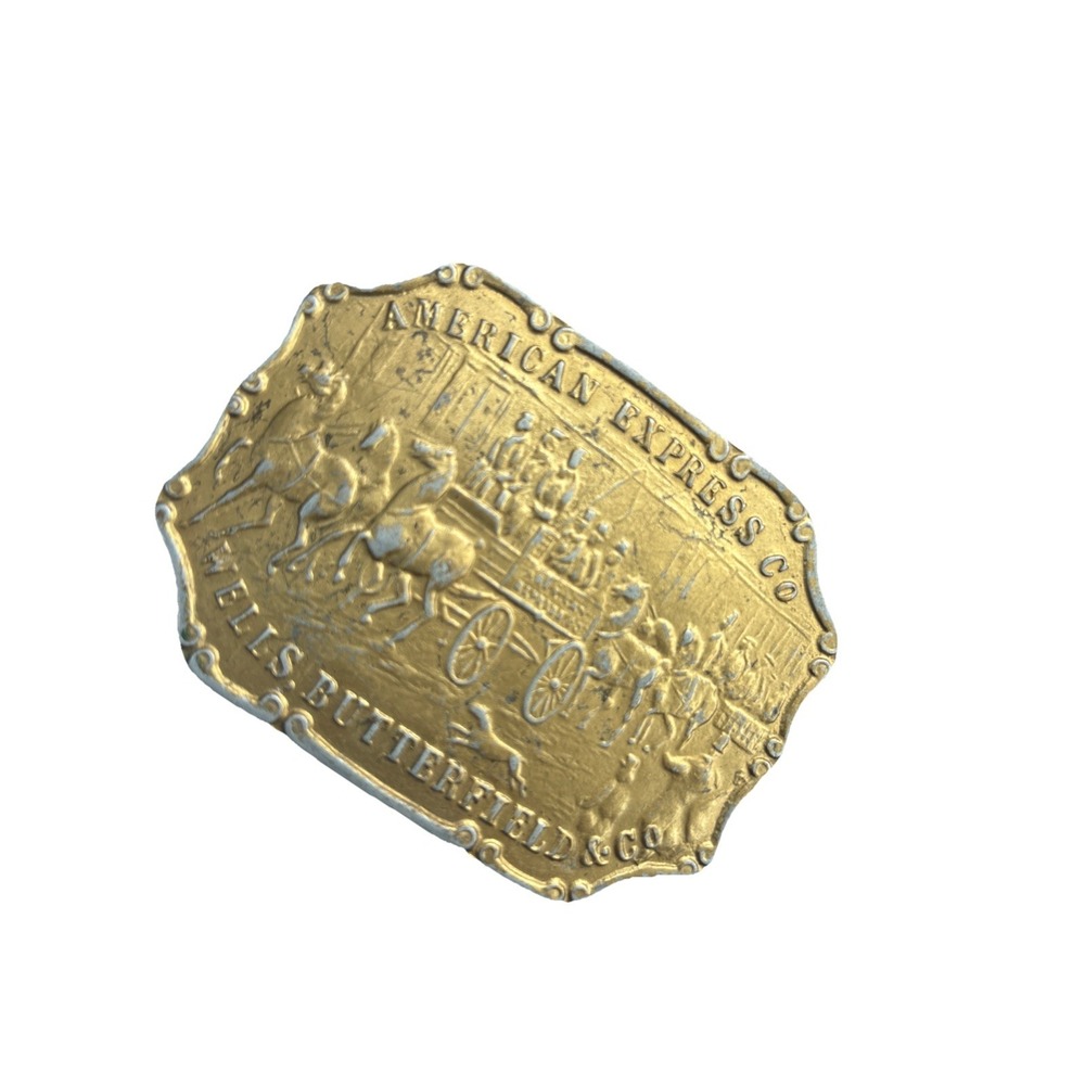 VINTAGE AMERICAN EXPRESS CO WELLS BUTTERFIELD CO Brass Belt Buckle